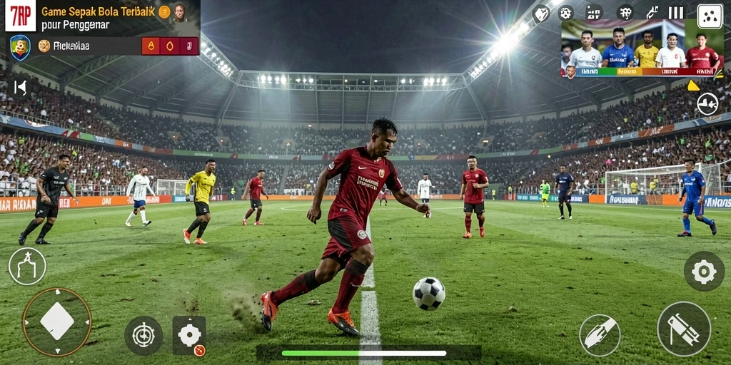 Tangkapan layar dari gameplay 77RP yang menampilkan pertandingan sepak bola yang mendebarkan.