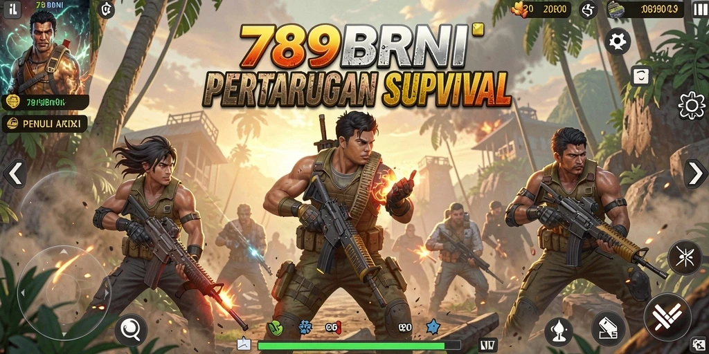 Tampilan aksi seru dalam gameplay Battle Royale 789BNI.