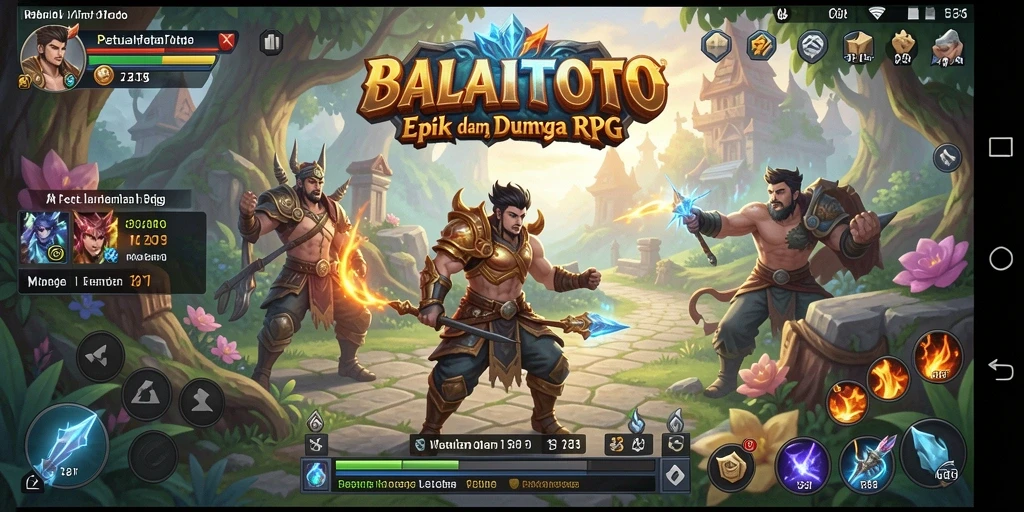Tangkapan layar BALAITOTO menampilkan pertarungan epik di dunia fantasi.