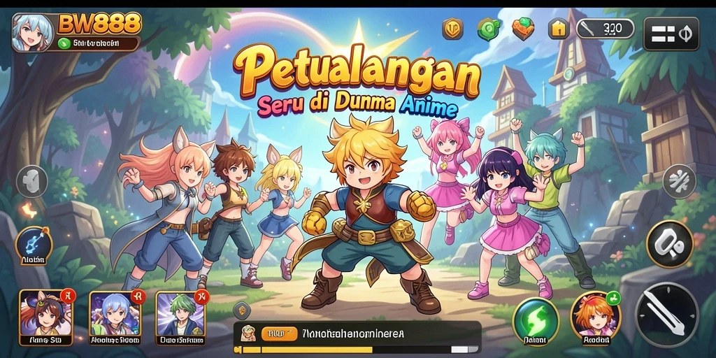 Tangkapan layar gameplay BW888 yang menampilkan aksi karakter anime.
