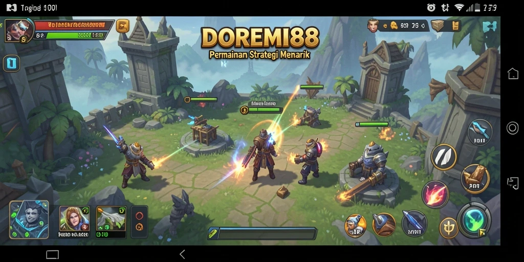Tampilan menarik dari gameplay DOREMI88 dengan banyak karakter dan strategi.