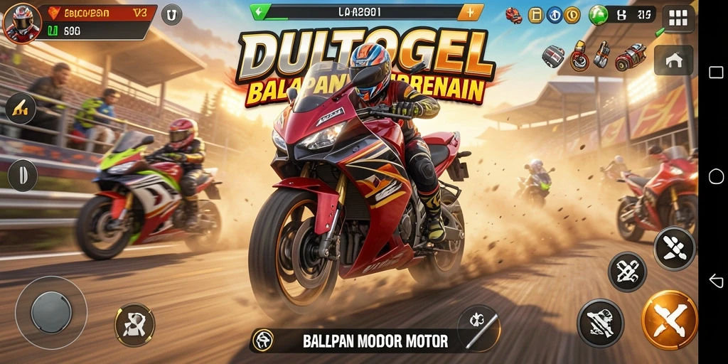 Tampilan gameplay balapan motor yang mendebarkan.