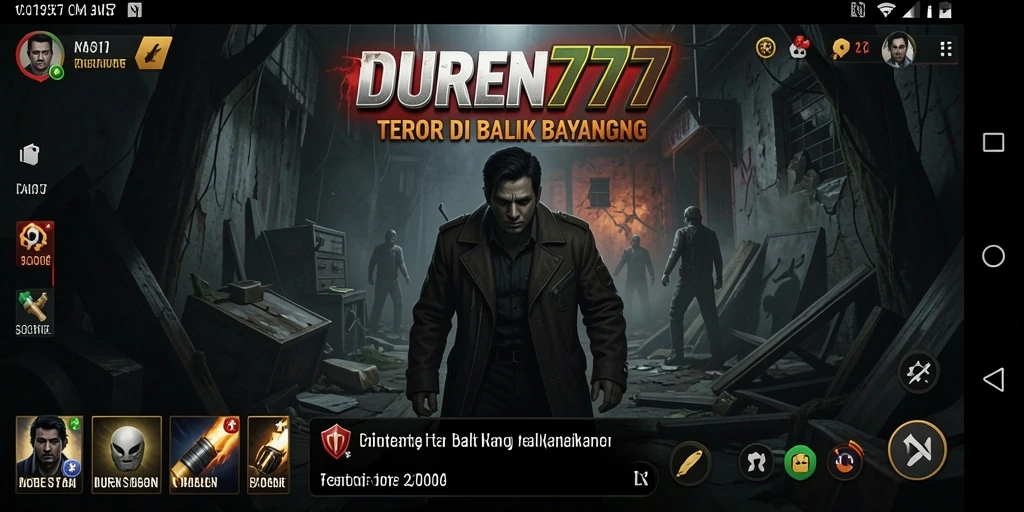 Screenshot menampilkan gameplay DUREN777 yang meriah dan menyeramkan.
