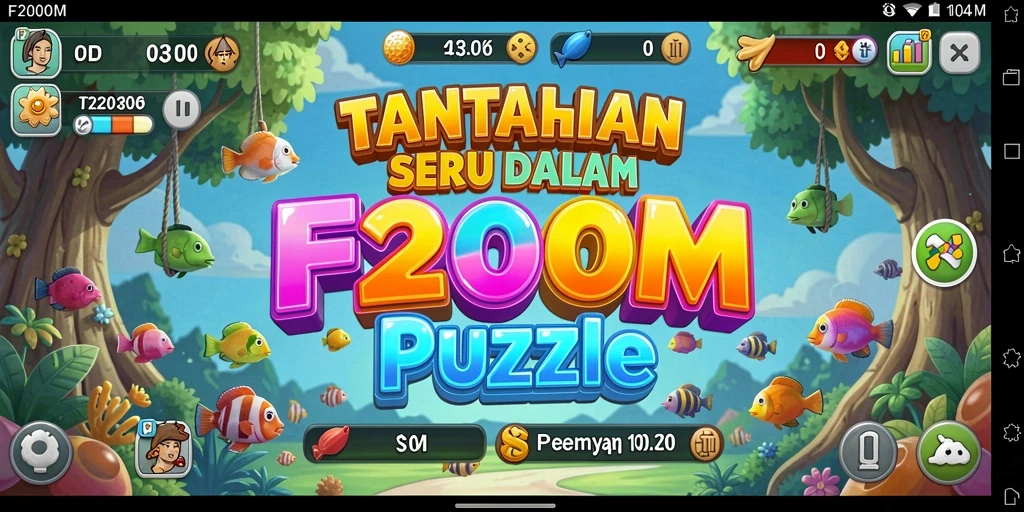 Tampilan gameplay F200M yang menantang dengan berbagai puzzle.