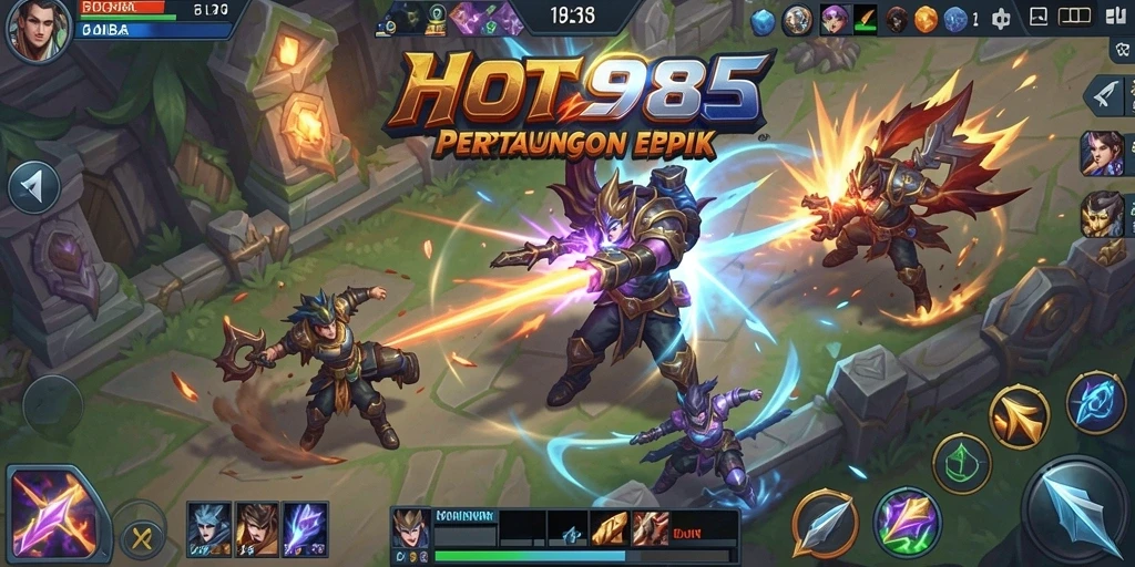 Tangkapan layar dari pertandingan seru di HOT985 dengan berbagai karakter.