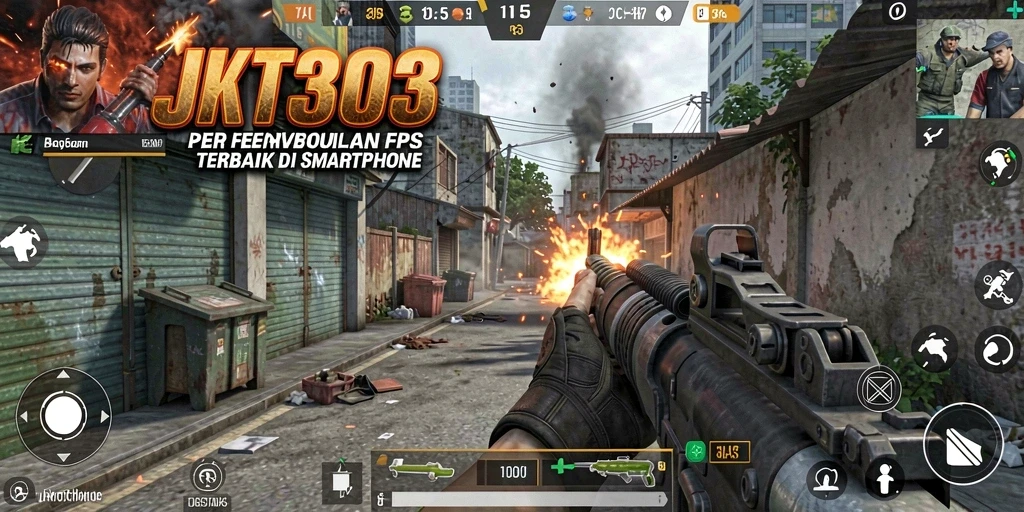 Tangkapan layar JKT303 menampilkan aksi pertempuran FPS yang intens.