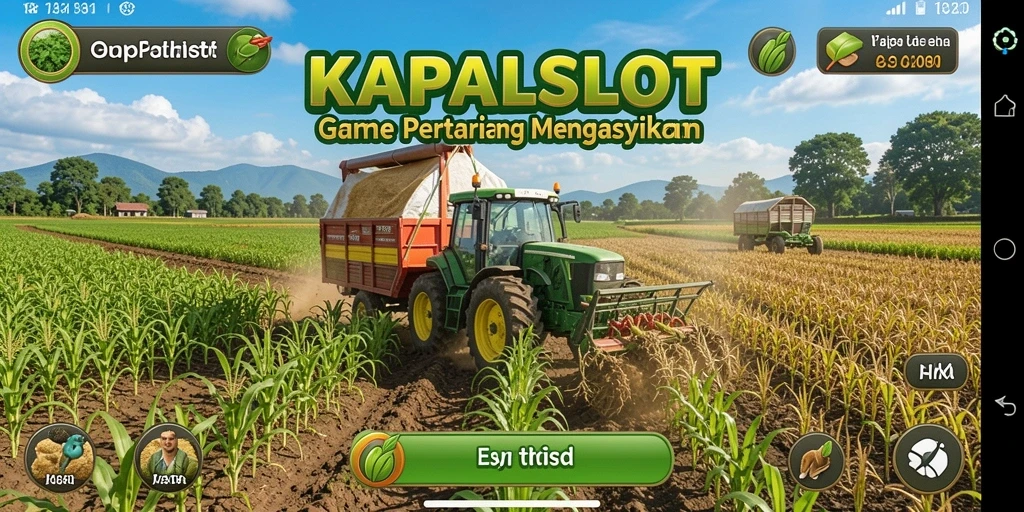 Screenshot KAPALSLOT menampilkan pertanian yang subur dan penuh warna.