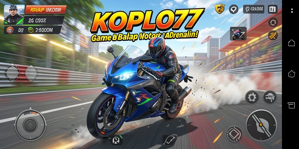 Gameplay KOPLO77 yang seru dan mendebarkan saat balapan motor.
