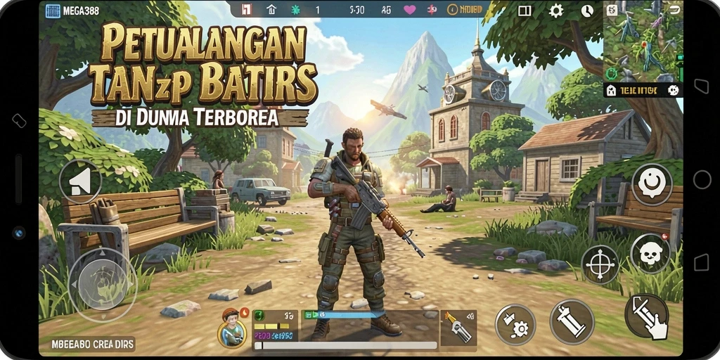Tangkapan layar gameplay MEGA388 yang menampilkan petualangan di dunia terbuka.