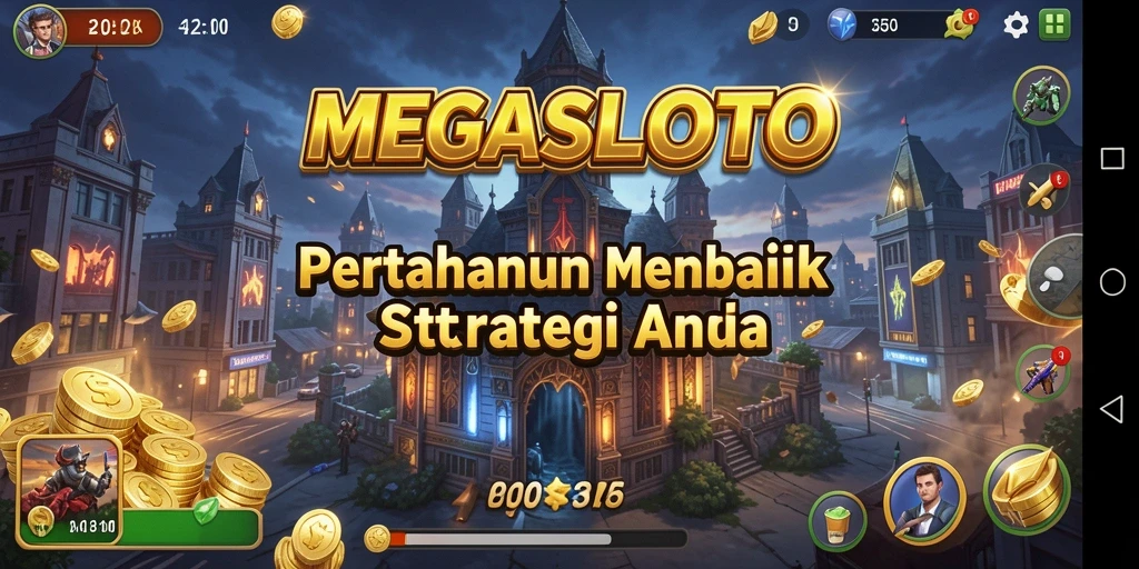 Tampilan gameplay menegangkan dari MEGASLOTO di Tower Defense.