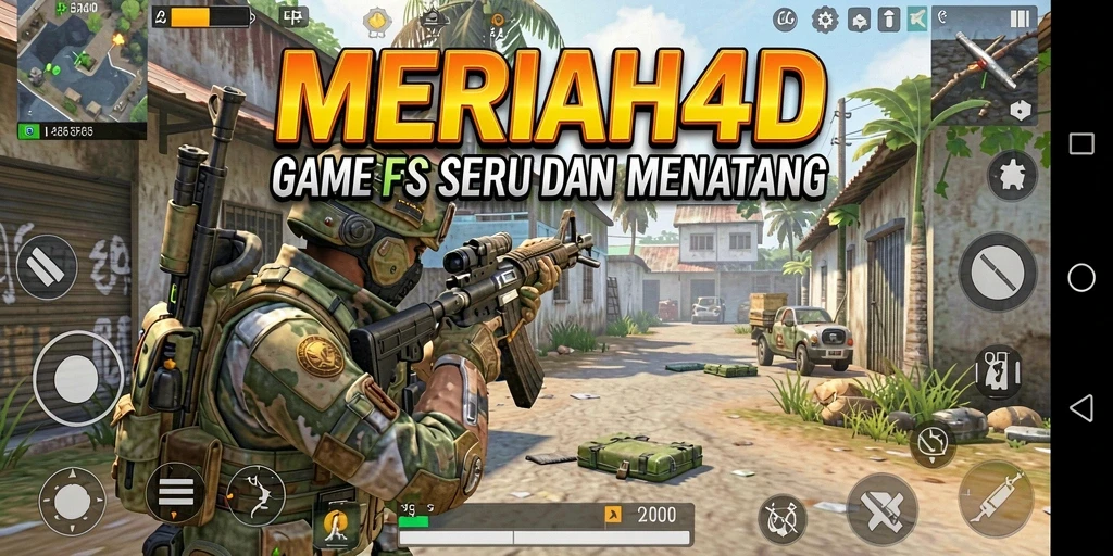 Screenshot dari gameplay MERIAH4D yang menunjukkan aksi FPS penuh ketegangan.