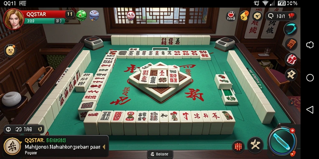 Screenshot gameplay QQSTAR yang menampilkan strategi Mahjong.