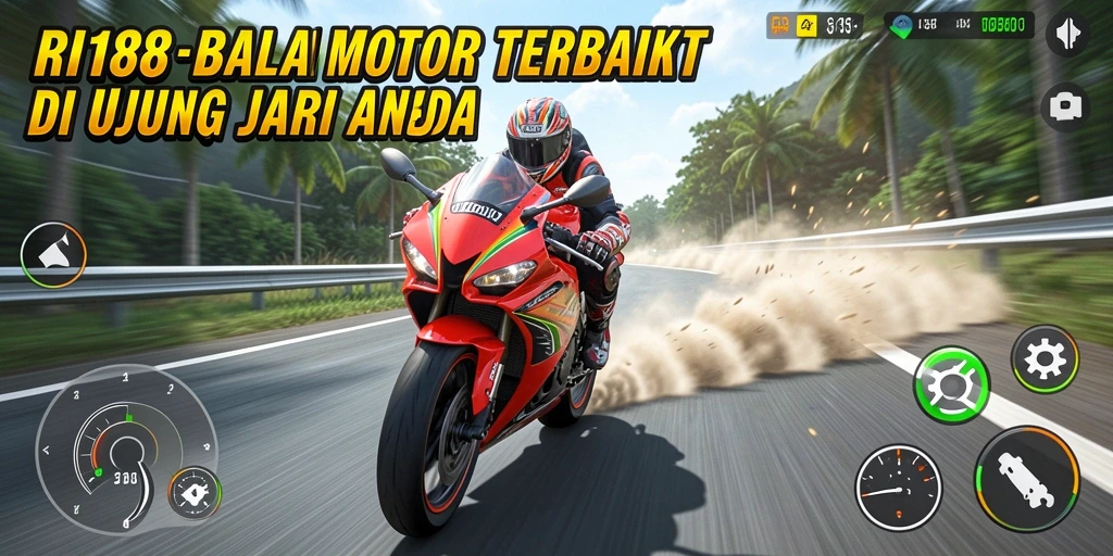 Tampilan menegangkan dari gameplay balapan motor RI188.
