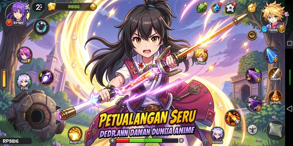 Tampilan menarik dari gameplay RP886 yang penuh aksi Anime.